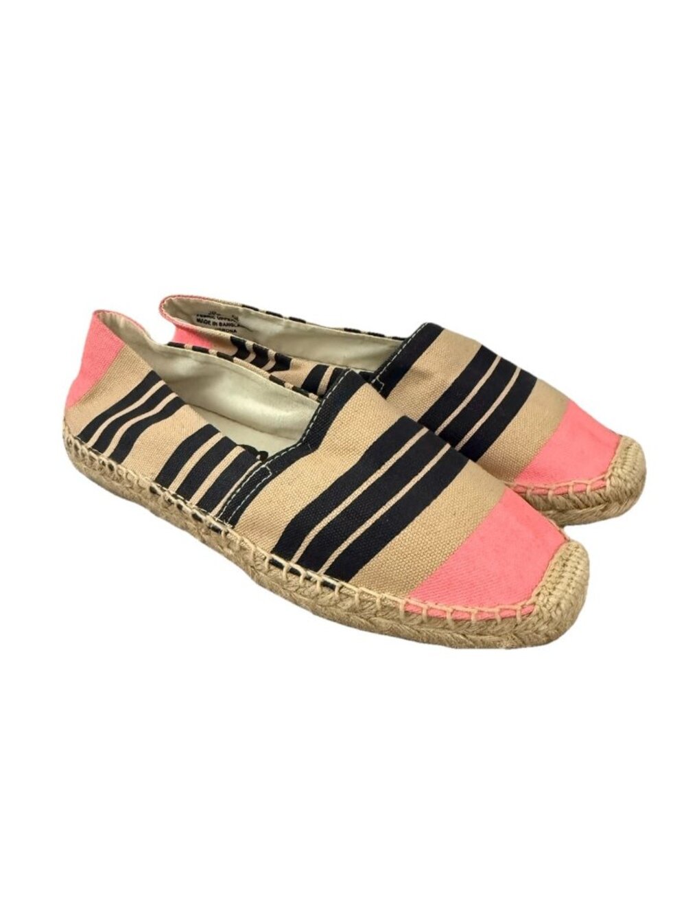 Sam Edelman Size 5 Espadrille Shoes Canvas Slip On Navy Pink Tan Espadrilles *FT
